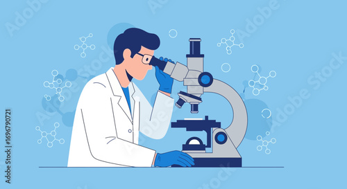 Scientist Examining Sample Under A Microscope For Advanced Scientific Study