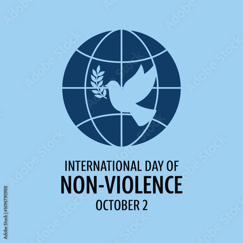 Vector art of international day of nonviolence on october 2, with a globe and a dove symbolizing global peace