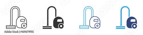Vacuum cleaner  icon set in outline and flat style , vector illustration.