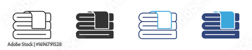Folded Towels icon set in outline and flat style , vector illustration. 