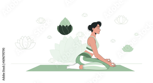 Serene Meditation Pose Depicting Mental Tranquility and Relaxation Amid Nature’s Embrace