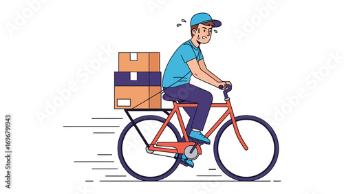 Delivery Dilemma: A determined courier navigates the streets, burdened with packages, embodying dedication in the face of delivery challenges, and illustrating the daily grind of essential services.