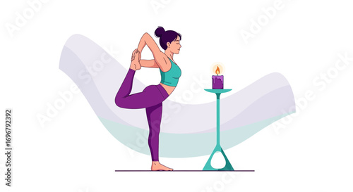 Serene Yoga Practice: Balancing Body And Soul, Illuminated By a Gentle Flame