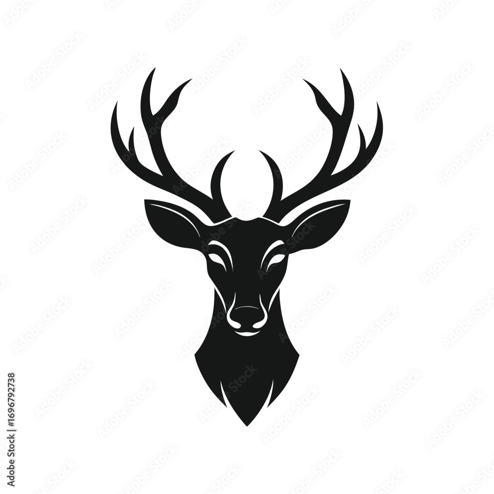 custom made wallpaper toronto digitalStylized Black Deer Head with Antlers Vector Graphic on White stag buck