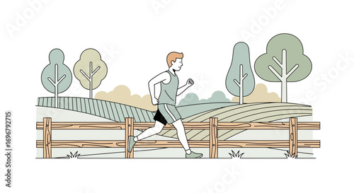 Silhouette Of A Runner In The Countryside, Embracing Fitness And An Active Lifestyle, Artwork