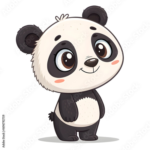 Adorable cartoon panda bear with big eyes and a happy smile