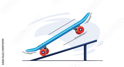 Skateboarder Performing A Trick Over A Rail Representing Urban Street Sport And Dexterity