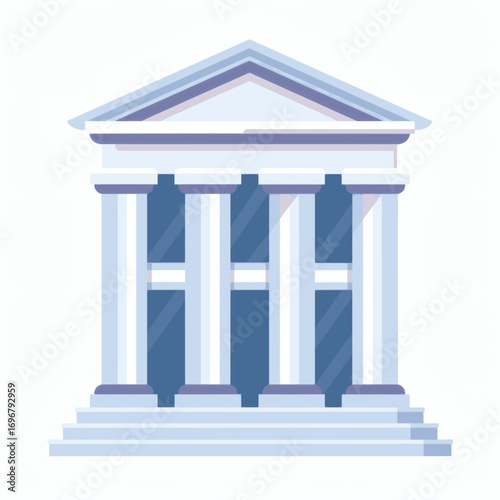 Bank Building Icon Minimal Flat Vector with Classical Pillars Clean Design 