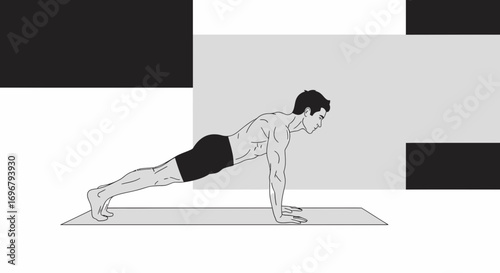 Push-Up Position Illustration Shows Human Body Strength And Health Concept