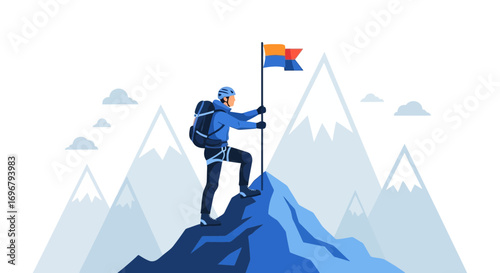 Reaching The Summit: A Modern Clrcking Climber Achieves Triumph on Majestic Mountain