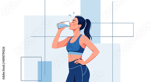 Refreshing Hydration Moment: Athlete Resting, Drinking Water, Staying Healthy During Exercise