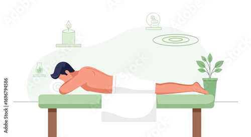 Relaxation, Wellness, and Rejuvenation Illustrated: A Man Enjoying a Spa Treatment