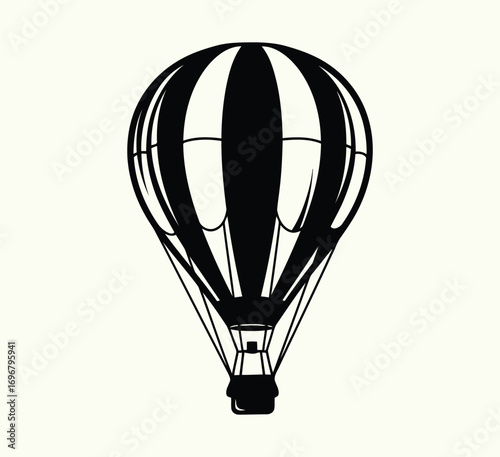 Black and white hot air balloon, simple design