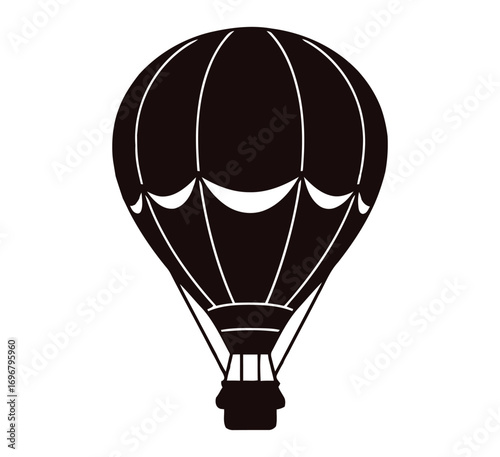 Dark silhouette of a hot air balloon, simple design