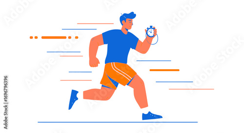 Speedy Runner Striving For Excellence Timekeeping And Achieving Athletic Personal Best