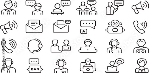 communication icons, customer support icons, messaging icons, chat icons, email icons, phone call icons, customer service icons, feedback icons, help desk icon, support vector vector illustration icon