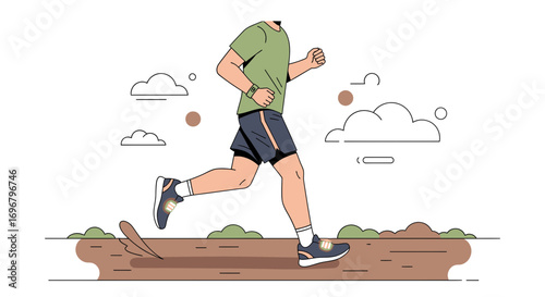Runner's Endurance: Athlete's Dynamic Motion Depicting Physical Activity and Wellness