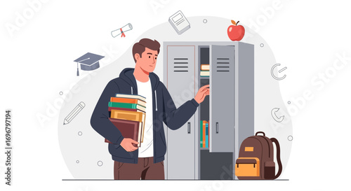 Student Reaching For Books From A Locker And Symbolizing The Pursuit Of Knowledge