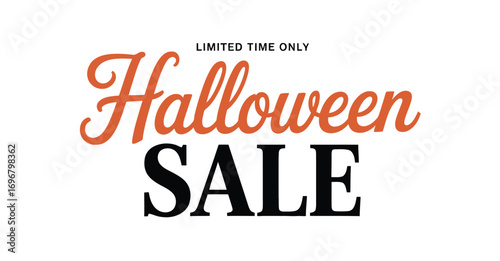 Elegant Halloween sale banner with cursive orange text and bold black SALE lettering—ideal for limited-time festive promotions 