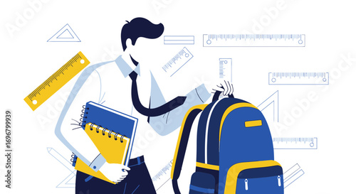 Student With School Supplies About To Begin Study Semester With Knowledge Ready