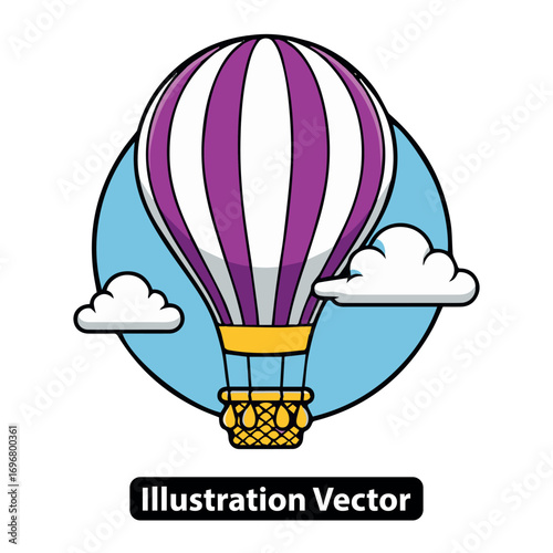 Hot air balloon soaring through the sky, a symbol of freedom, adventure, and exploration in a colorful illustration