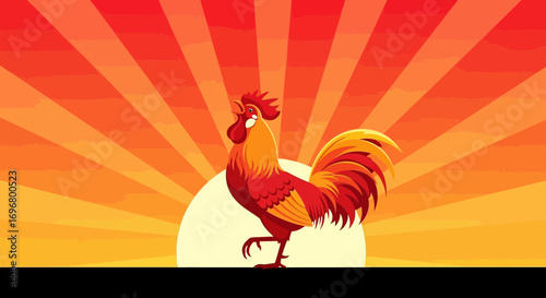 Sunrise Rooster: A Vibrant Illustration of Dawn and the Start of a New Day