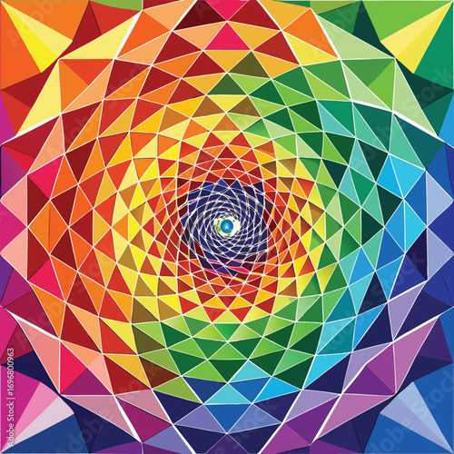Vibrant Geometric Spiral with Rainbow Color Palette vibrant geometric spiral