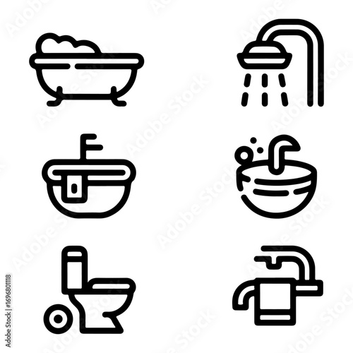 Unique and high quality Bathroom line icon set