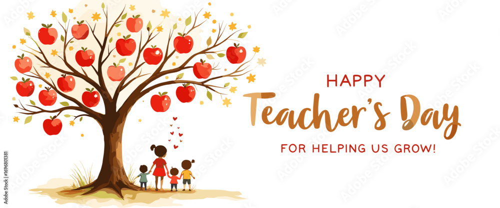 Obraz premium teacher’s day, teacher’s day 2025, happy teacher’s day, teacher’s day wishes, teacher’s day quotes, teacher’s day messages, teacher day apple, mother day, national teacher day, teacher appreciation da