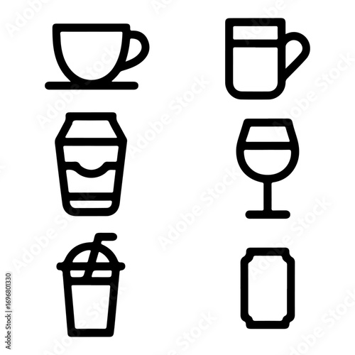 Unique and high quality beverage line icon set