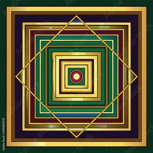 Abstract Geometric Gold Square Pattern Design Artwork Image abstract geometric