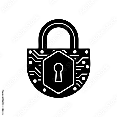 cybersecurity lock monotone icon 