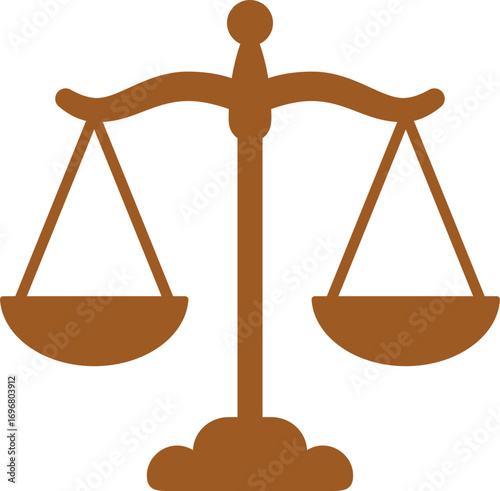 Golden scales of justice vector illustration, a symbol of legal equality and balance