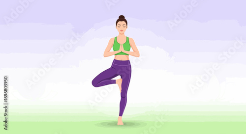 Woman Performing Yoga Pose Balanced And Contemplative Outdoors For Holistic Wellness