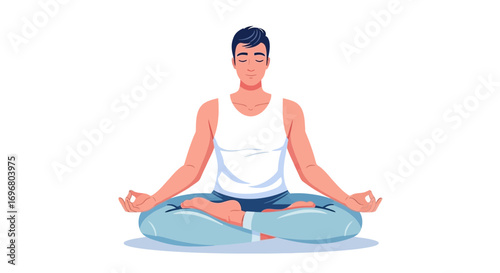 Tranquil Meditation: A Serene Man Inhaling Peace and Achieving Inner Mindfulness