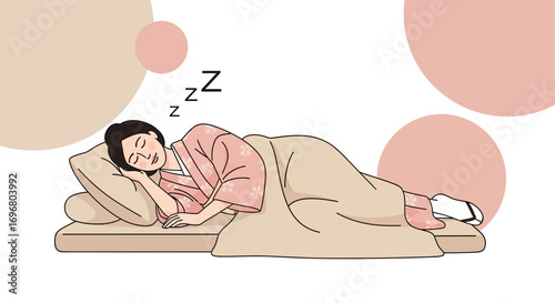 Tranquil Slumber: A Peaceful Scene Of The Relaxed Woman Dreaming In A Light Background