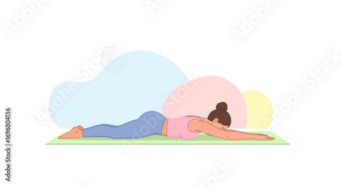 Woman Performing Yoga Pose, Achieving Calmness, Well-being, and Improved Posture, Isolated