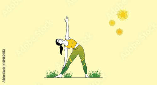 Woman Performs Yoga Outdoors, Embracing Flexibility And Harmony Through Sunlight And Nature