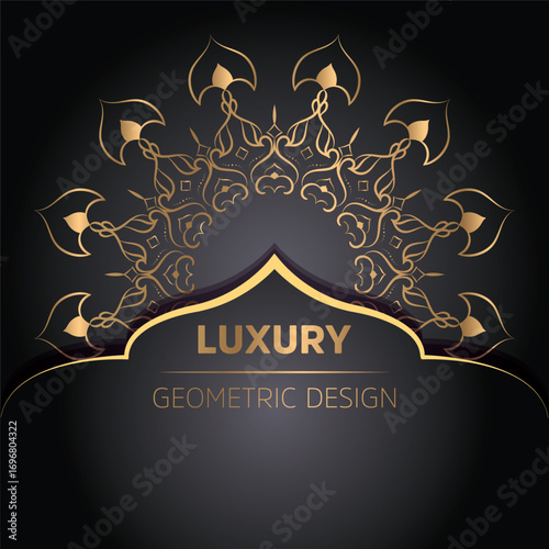 Luxury ornamental mandala design background in gold color 
