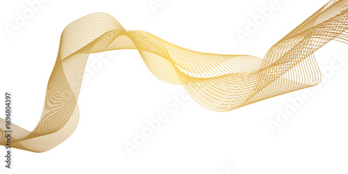 three-dimensional ribbon or a series of sine waves moving horizontally, Abstract digital illustration featuring a flowing wave in parallel lines, The lines are colored in a subtle gradient.