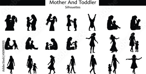 Child silhouette holding heart-shaped balloon, symbolizing love, innocence, and emotion in whimsical vector style for artistic and childhood themes.