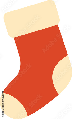 Vector illustration of a red Christmas stocking filled with festive holiday gifts, perfect for a winter celebration decoration