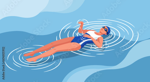 Woman Unwinding In A Refreshing Pool, Enjoying A Relaxing Moment In The Water