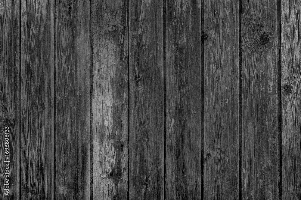 Fototapeta premium Black paint texture old wooden fence plank abstract pattern background board dark