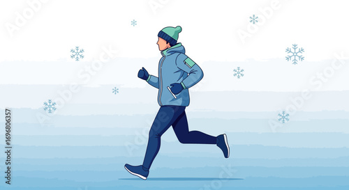 Winter Runner in Snow: Pursuit of Endurance During Cold Weather Illustration