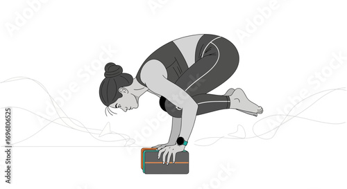 Yoga Pose Demonstration: Balance and Strength in Challenging Crow Position Exercise