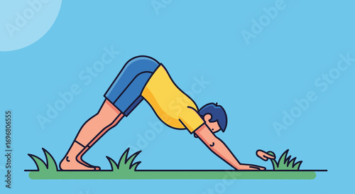 Yoga Pose Performance Outdoors Depicting Tranquility, Health, Exercise, Balance, Flexibility