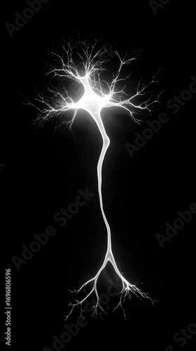 Illuminated Neuron Structure - A Detailed Scientific Illustration.