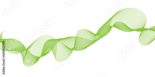 three-dimensional ribbon or a series of sine waves moving horizontally, Abstract digital illustration featuring a flowing wave in parallel lines, The lines are colored in a subtle gradient.