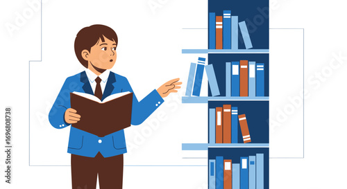 Young Man Examining Books, Indicating Interest In The Literary World, Educational Concepts